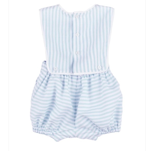 Sophie & Lucas Boys Coastal Classics Blue Striped Overall, 12M - Picture 2 of 5